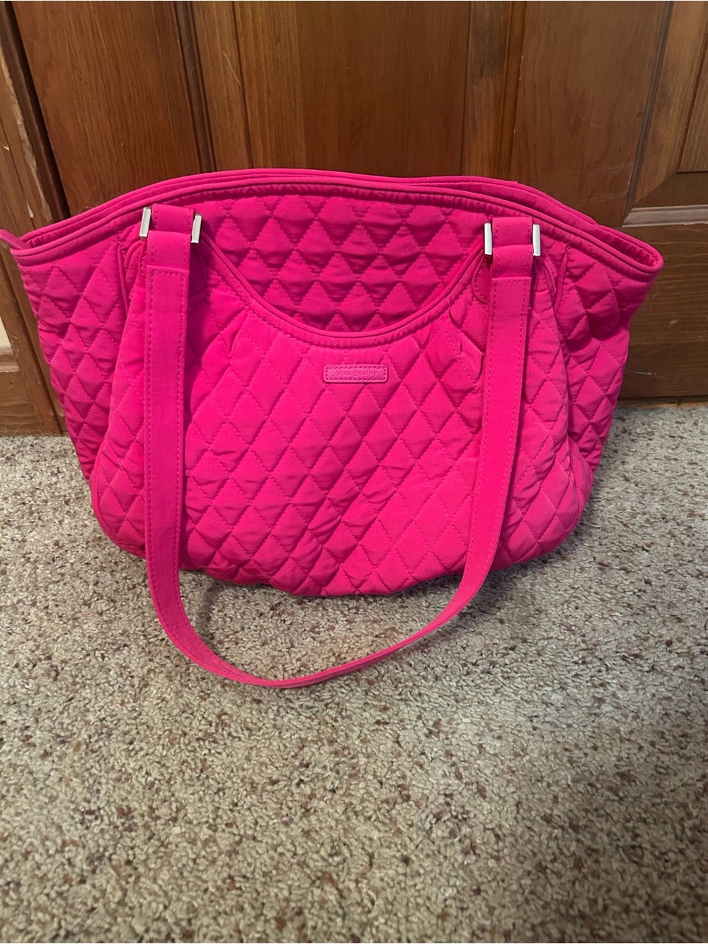 Quilted Hot Pink Tote Bag - Women's Shoulder Bag